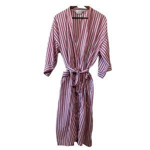 Vintage 80's Bill Blass Men's 80s/90s Red, White and Blue Opaque Nightrobe OS